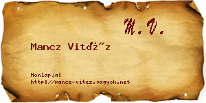 Mancz Vitéz névjegykártya